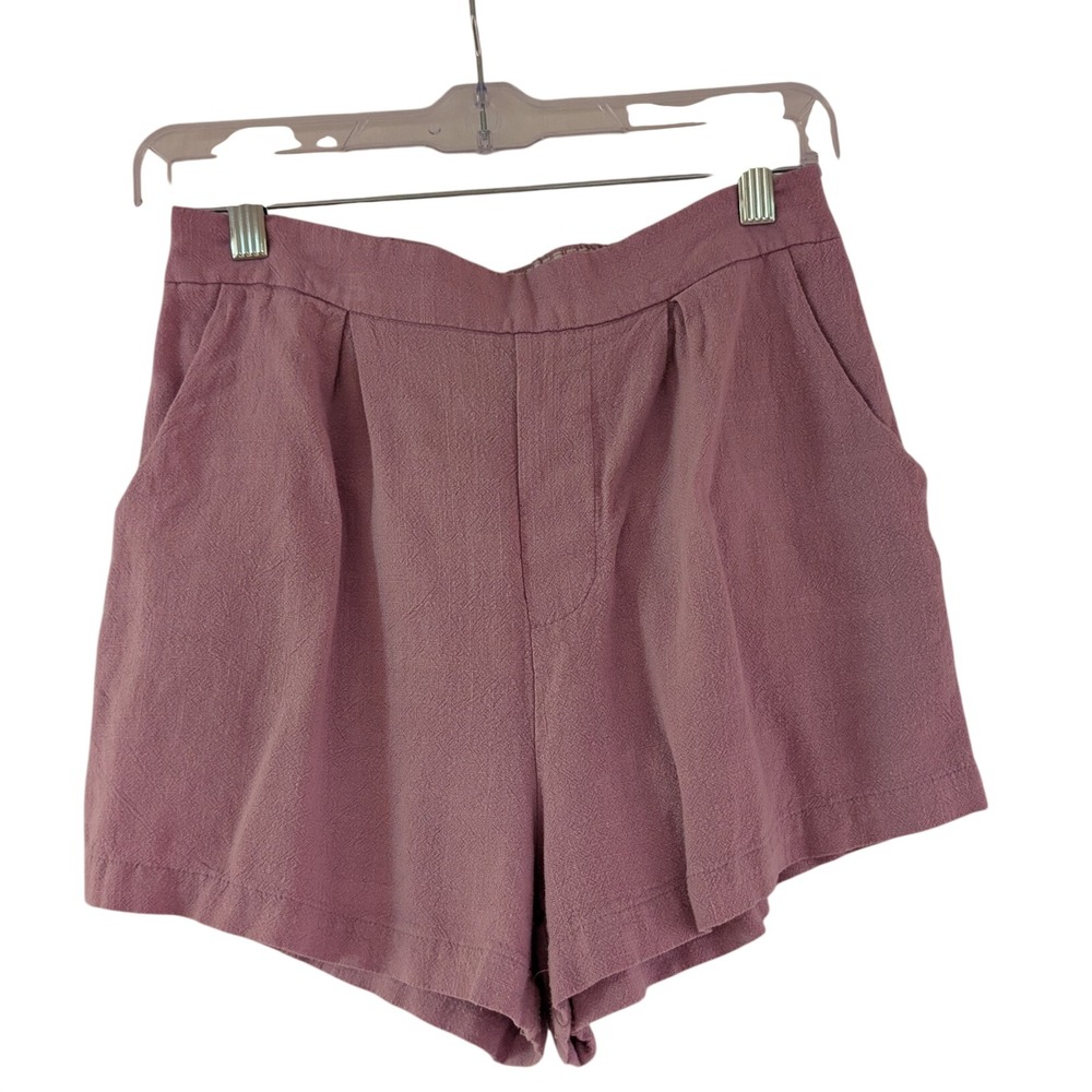 Altar'd State Shorts Womens Medium Pink Rayon Linen Blend‎ Pleated High Rise